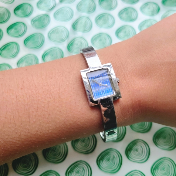 Fossil F2 Blue Plaid Silver Dainty Watch - Picture 4 of 7